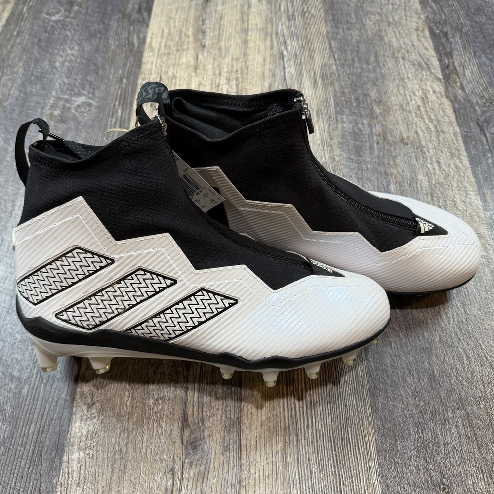 Adidas Nasty 2.0 Football Cleats White Black Mid Top Zip Men's Size 11 NEW